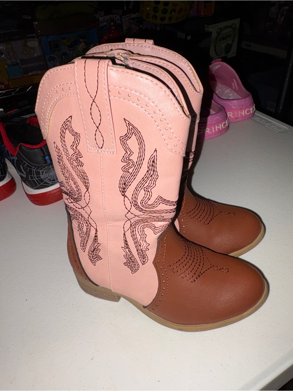 Size 9 dream Pairs Girls Pink & Brown Western Cowboy Boots